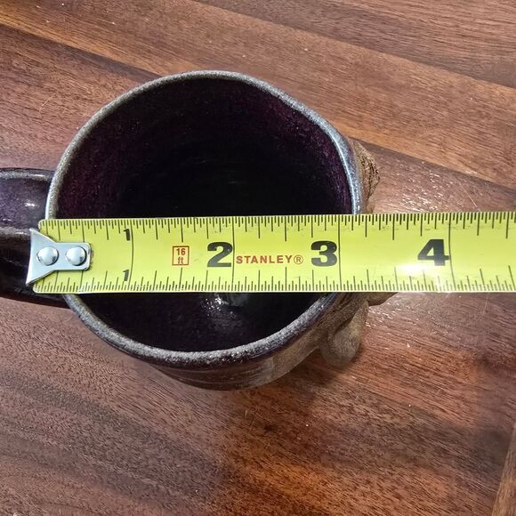 Handcrafted Ceramic Face Mug - Purple Signed Rogers - Picture 8 of 8